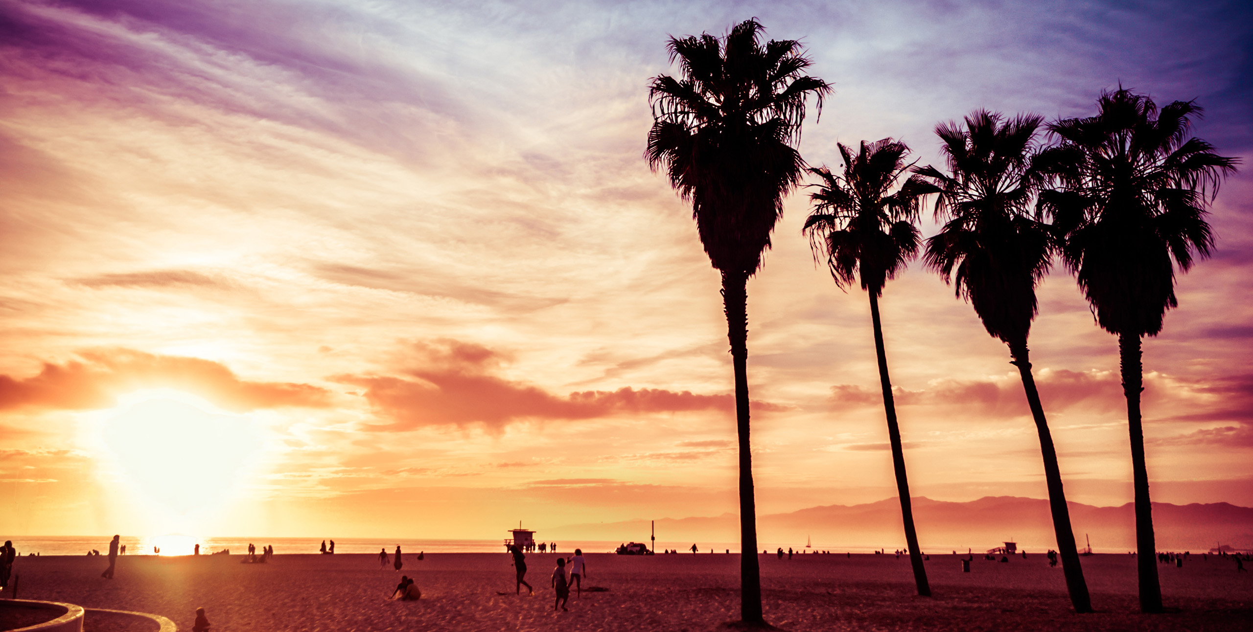 Southern California beach at sunset