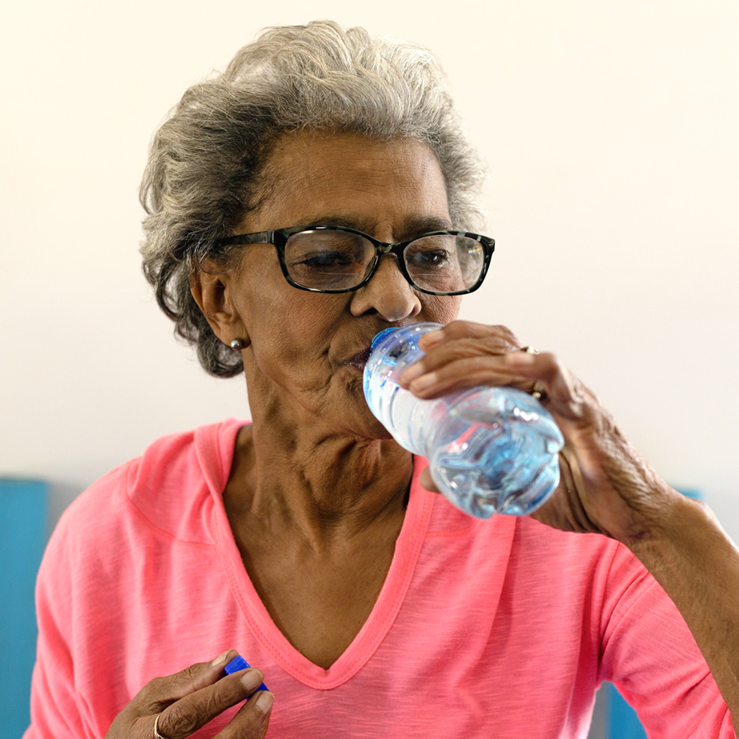 woman drinking water